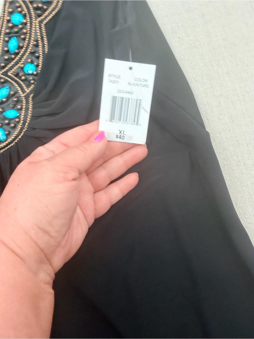 NWT INC Blue Bolero & Black Embellished Maxi Dress - Picture 4 of 7
